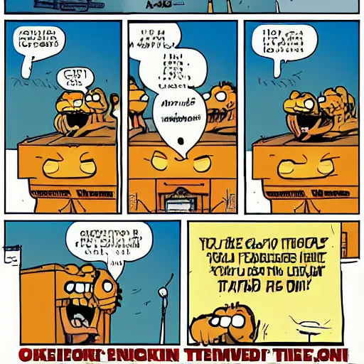 Prompt: Garfield saying time to nuke ohio in a speech bubble