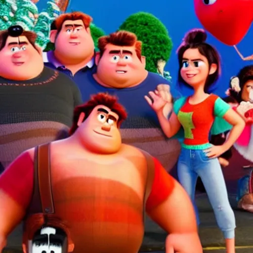 Prompt: wreck it ralph with his arms crossed standing up