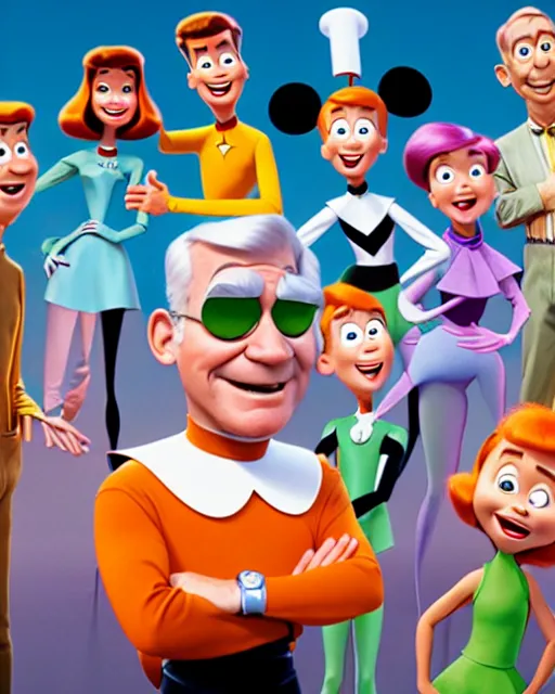 Image similar to disney pixar portrait 8 k photo of steve martin as george jetson in the jetsons : : by weta, greg rutkowski, wlop, ilya kuvshinov, rossdraws, artgerm, annie leibovitz, rave, unreal engine, alphonse mucha : :