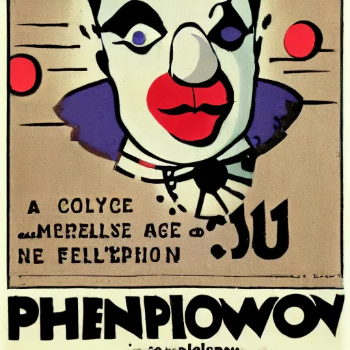 Prompt: a paperback cover of clown philosophy, French modernist