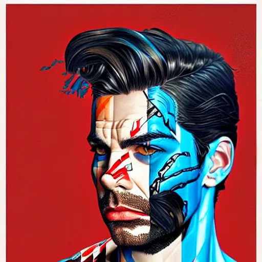 Image similar to a portrait of a man with side profile cleaned shave blood in ocean and sea intricate details by MARVEL comics and Sandra Chevrier