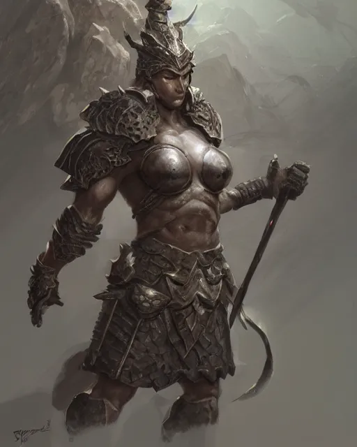 Image similar to concept art of a ancient stone warrior, tight revealing moss armor, stone, rocks | | epic - fine - fine details by stanley artgerm lau, wlop, rossdraws, and sakimichan, trending on artstation, brush strokes