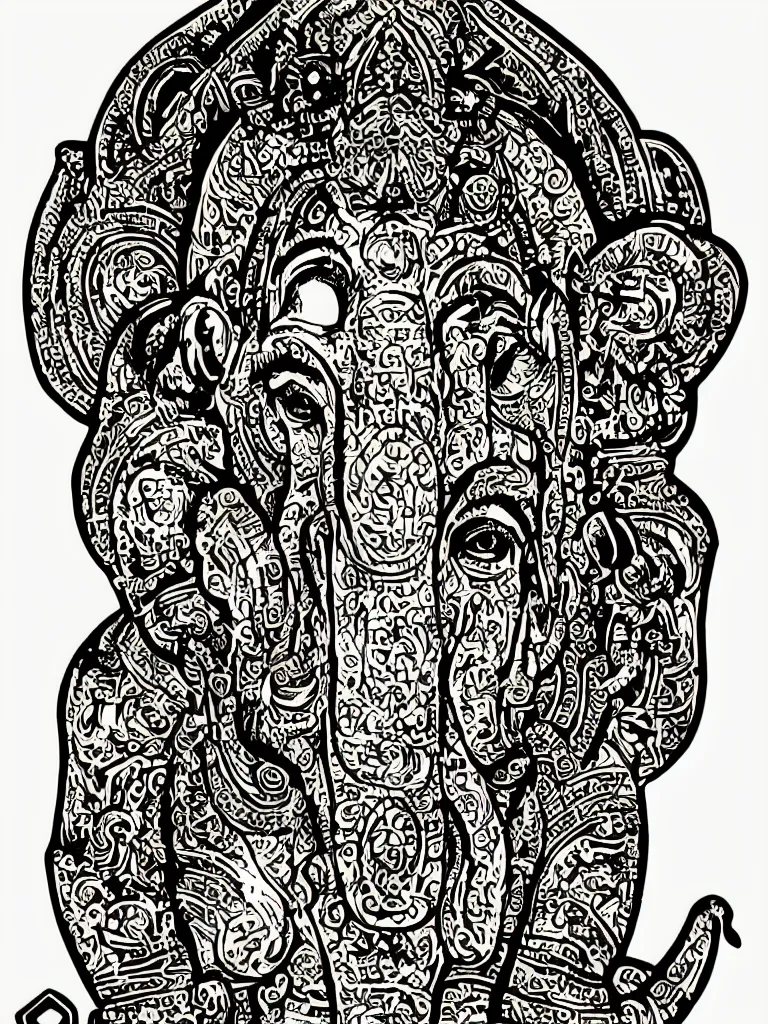 Image similar to portrait of a hindu god ganesha art by hydro 7 4, victo ngai sticker, colorful, illustration, highly detailed, simple, smooth and clean vector curves, no jagged lines, vector art, smooth