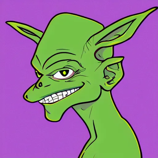 Image similar to portrait of a goblin, single subject, illustration, cartoon, comic, anime, vector art, simple background