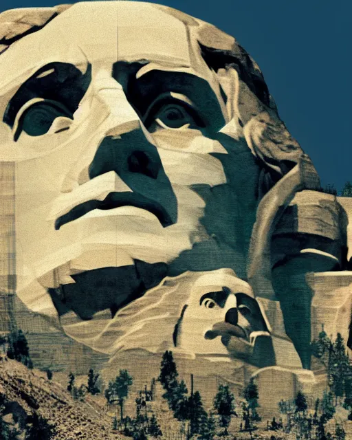 Image similar to painting of mount rushmore but with alan watts, epictetus and henry david thoreau, 3d render senior artist, photorealistic, textured, featured on artstation