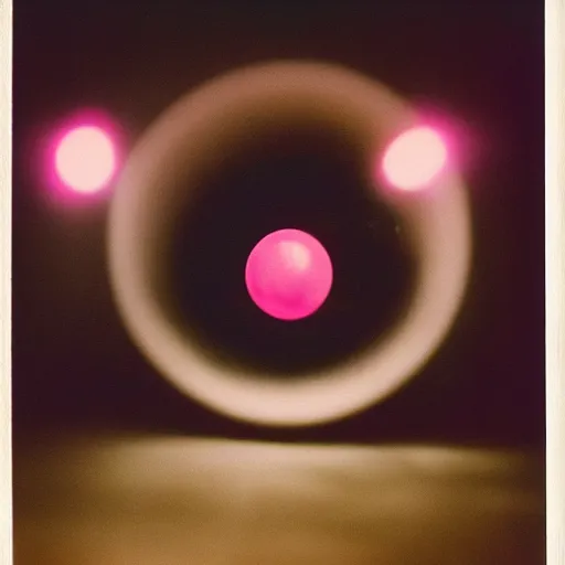 Prompt: photo of fuzzy pink ball, dramatic lighting, polaroid 6 0 0 film