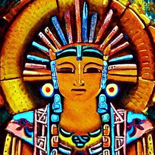 Prompt: a beautiful goddess of the aztecs