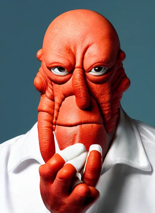 Image similar to 3 0 0 0 ( dr. john a. zoidberg ), portrait photography feroflex photorealistic studio lighting ektachrome detailed intricate face details, ultradetails, beautiful face, realistic shaded perfect face, extremely fine details