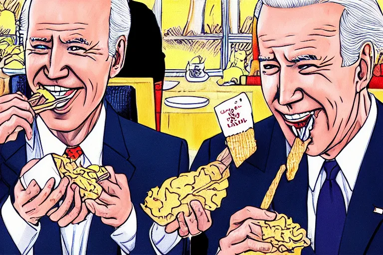 Image similar to joe Biden eating ice cream, Junji Ito