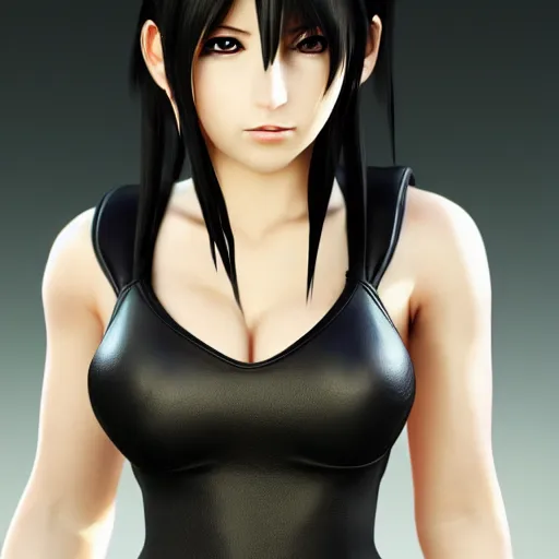 Prompt: tifa from final fantasy 7 fan art, amazing, unreal engine 5, trending, artstation,