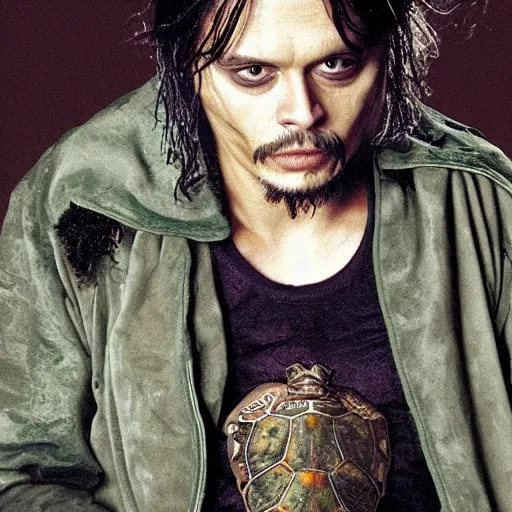 Prompt: johnny deep as a turtle
