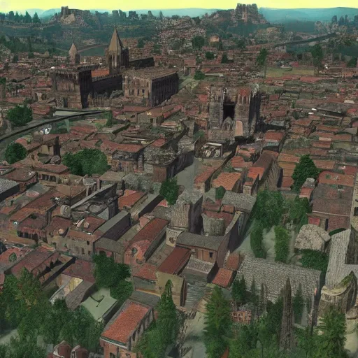 Image similar to the city of bologna in the style of the city of whiterun from skyrim