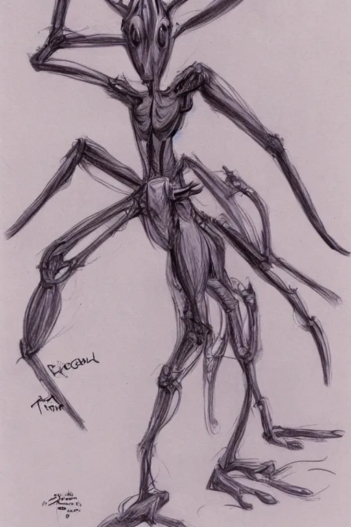 Image similar to antropromorphic stick insect, stick insect standing and talking like a human being, fantasy concept art, drawing by Don Bluth