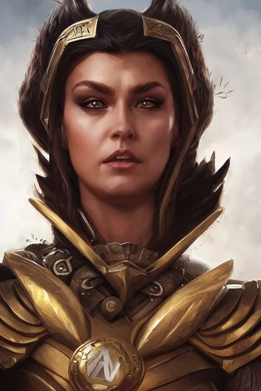 Image similar to amazon valkyrie athena, d & d, fantasy, portrait, highly detailed, headshot, digital painting, trending on artstation, concept art, sharp focus, illustration, art by artgerm and greg rutkowski and magali villeneuve