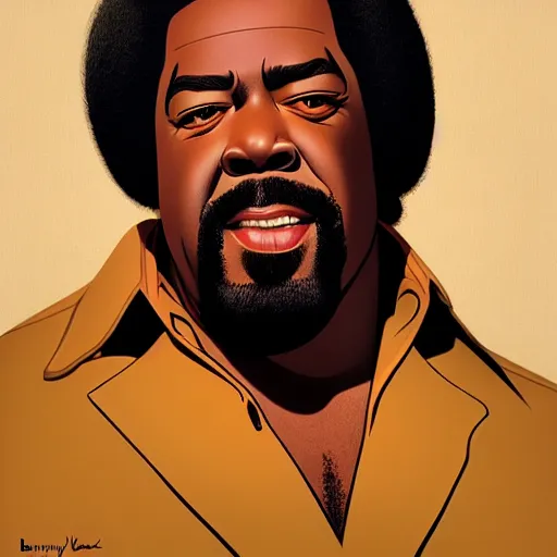 Image similar to barry white by clyde caldwell, ilya kuvshinov, rossdraw, very detailed