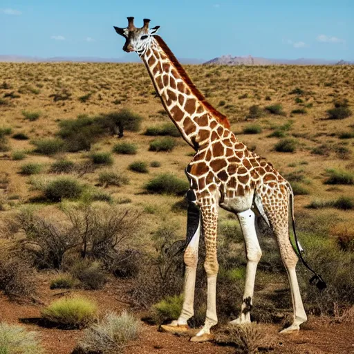 Image similar to giraffe grazing in the arid desert surrounded by cactus trees national geographic wild 400mm aspect ratio focal detailed proportional sky clouds safari magazine editorial animal planet