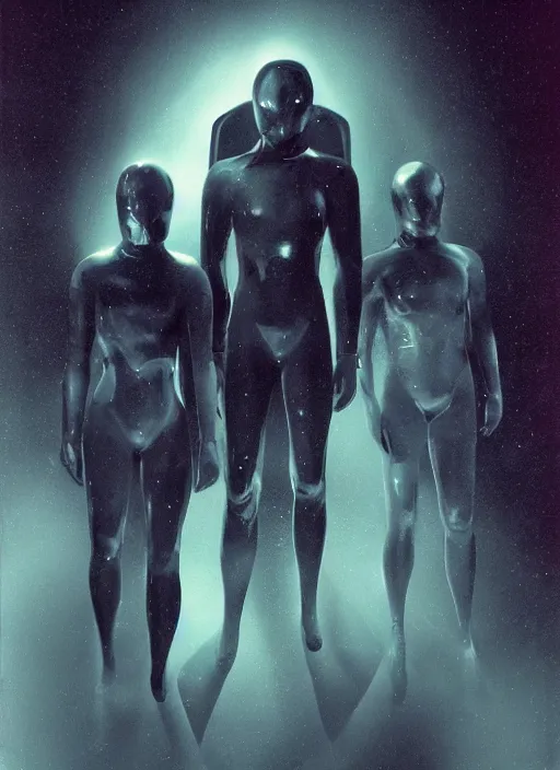 Image similar to astronauts in dark minimalists underwater - hyperdetailed suit. reflection and dispersion materials. rays and dispersion of light. volumetric light. 5 0 mm, f / 3 2. noise film photo. flash photography. ultra realistic, wide angle. poster by wayne barlowe, hajime sorayama aaron horkey, craig mullins. dark key.