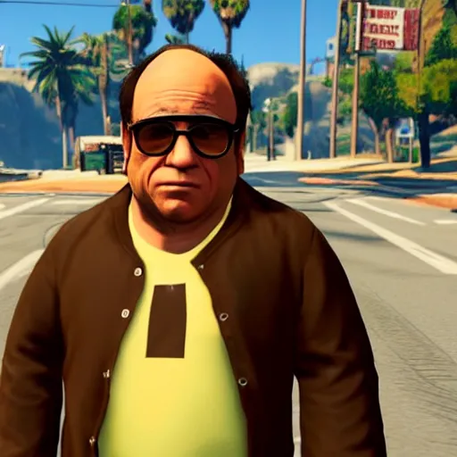 Image similar to danny devito inside of grand theft auto 5