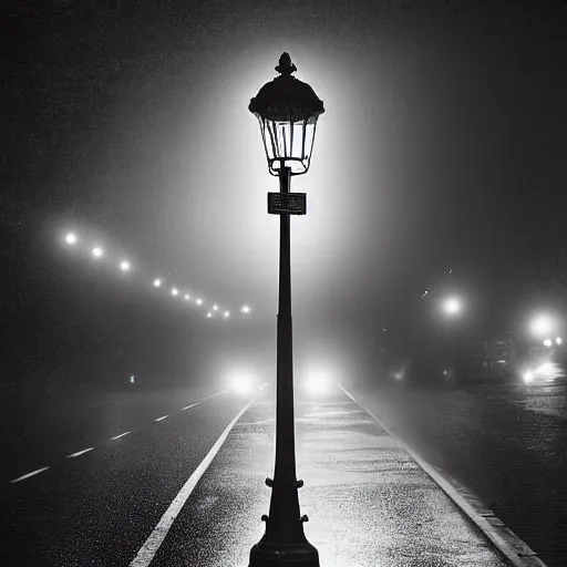 Image similar to A hyperdetailed 1920s era photograph of a Police Public Call Box sat on a street corner, night, dense fog, rain, HD, 8K resolution