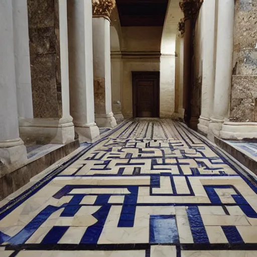 Prompt: roman bath tiles representing mark zuckerberg