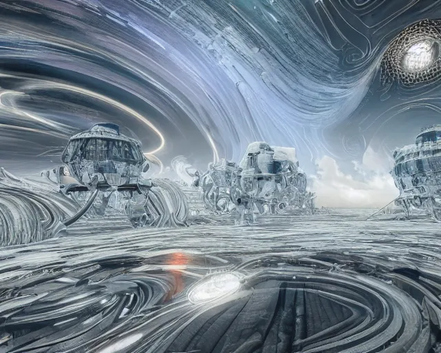 Image similar to realistic textured magnetosphere, complex vortex, large array, ornate, cinematic light shadows, hdr refractions, insanely detailed rendering, cybernetic civilisations, 8 k, *