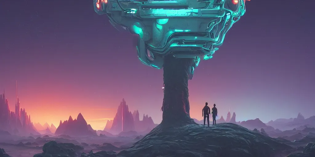Prompt: an amazing alien landscape, digital art, breathtaking, extremely detailed, digital paintinghyperrealistic, dynamic lighting, particles, unreal engine, simon stålenhag, rendered by Beeple, Makoto Shinkai, syd meade, simon stålenhag, environment concept, trending on artstation, octane render, 4K UHD image