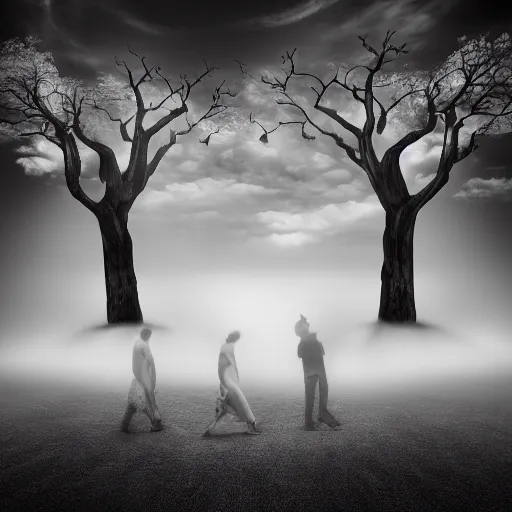 Prompt: surreal dream, award winning black and white photography, illusion