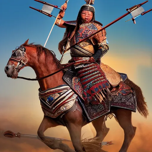 Prompt: mongolian warrior from ancient lands of taran shooting arrows from his horse, highly detailed, ultrawide lens, photography award of the year 2 0 2 0