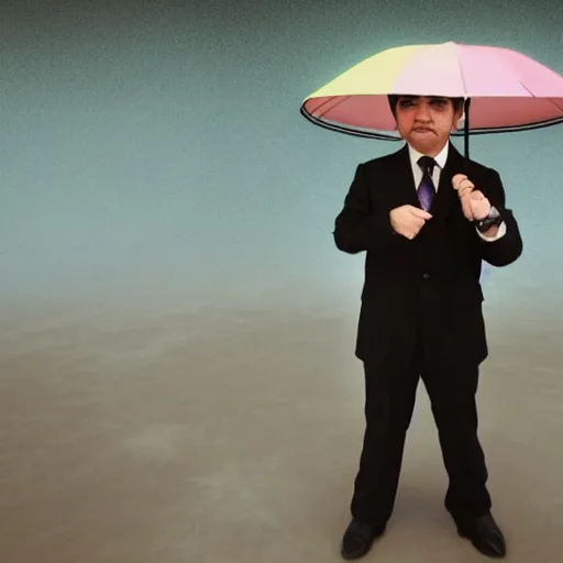 Image similar to rowan atkinson dressed as a traditional korean man posing with an umbrella, cinematic shot, dynamic lighting, close up, impressive winning photo, pastel colors