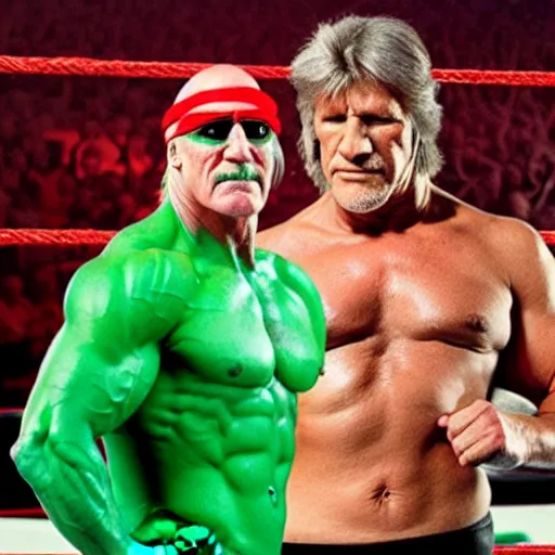 Image similar to Roger Waters Versus Hulk Hogan in WWE Smackdown, Real Event, Realism, HDR, HD, Real WWE Smackdown match between Roger Waters Versus Hulk Hogan