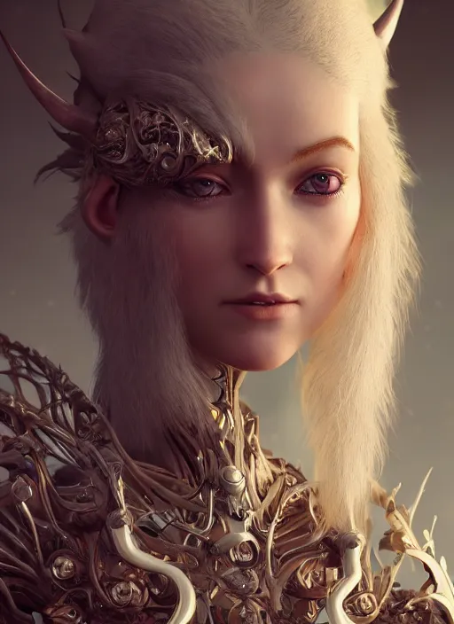 Image similar to stunning biomechanical impish elven incredible hair, masterpiece crystalline incrustations, hyperdetailed face, elegant pose, movie still, intricate, octane render, cinematic lighting, cgsociety, unreal engine,