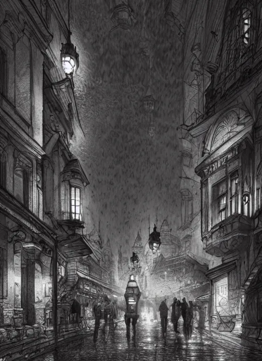 Image similar to Budapest , Dynamic lighting, cinematic, extremely high detail, photo realistic, cinematic lighting, pen and ink, intricate line drawings, post processed, artstation, matte painting, style by Paru Itagaki