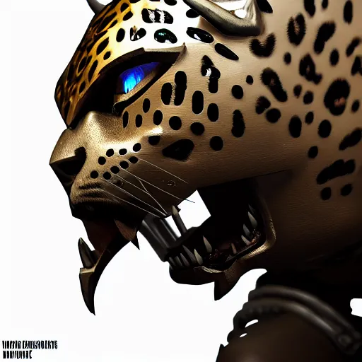 Image similar to warrior with metal jaguar themed armour, highly detailed, 4 k, hdr, award - winning, unreal engine, artstation
