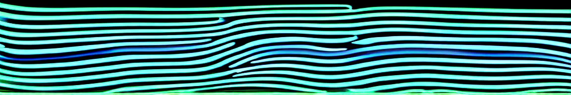 Image similar to abstract art representing signal waves trending toward the top - right and forming an inspired face, glowing blue and green neon streaks interwinding on a deep black background