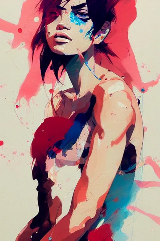 Image similar to a ultradetailed beautiful painting of a stylish boxer girl, by conrad roset, greg rutkowski and makoto shinkai trending on artstation