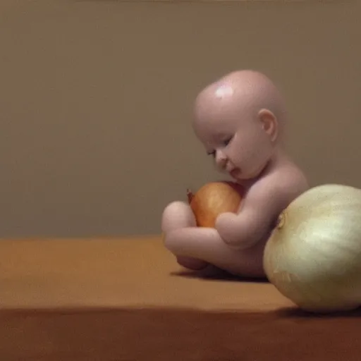 Image similar to a small little onion boy alone and sad, high detail, realistic, photo realism,