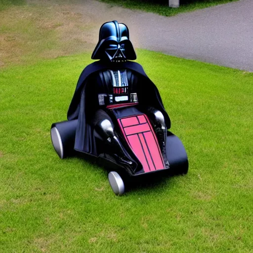 Image similar to darth vader driving a go kart