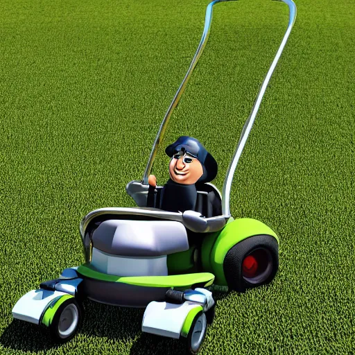 Prompt: George Jetson mowing my grass