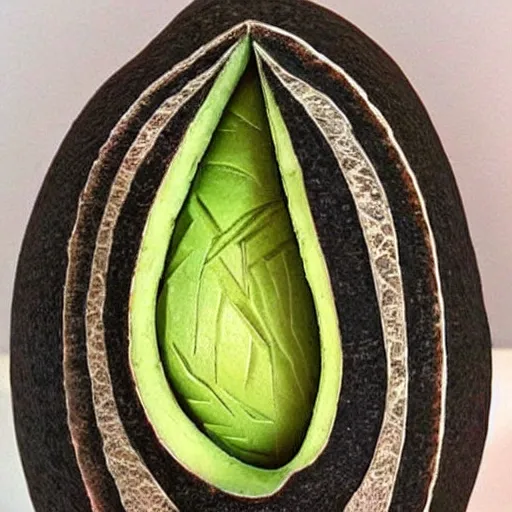 Prompt: intricate avocado carving, pinterest