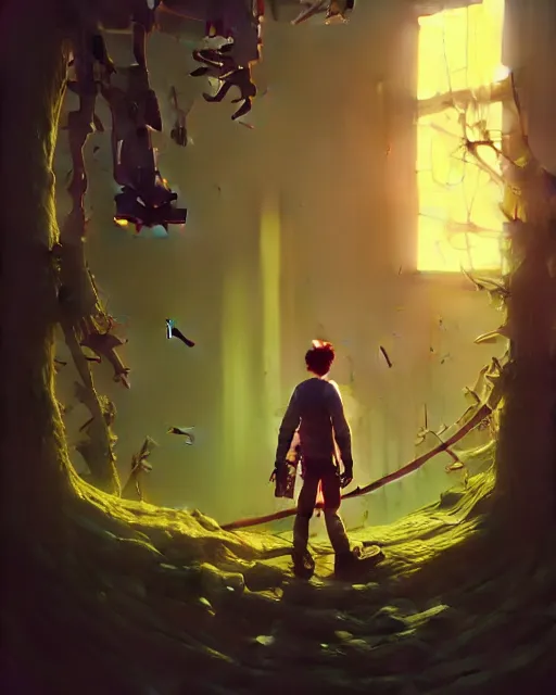 Image similar to highly detailed chainsaw man, stephen bliss, unreal engine, greg rutkowski, loish, rhads, beeple, makoto shinkai and lois van baarle, ilya kuvshinov, rossdraws, tom bagshaw, alphonse mucha, global illumination, god rays, detailed and intricate environment