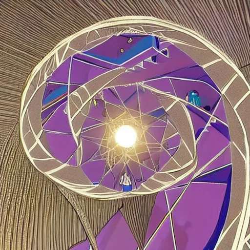 Prompt: a kaleidoscope staircase by Studio ghibli, Kentaro Miura, Hiromu Arakawa, Koyoharu Gotouge, Takeshi obata, concept art, golden ratio