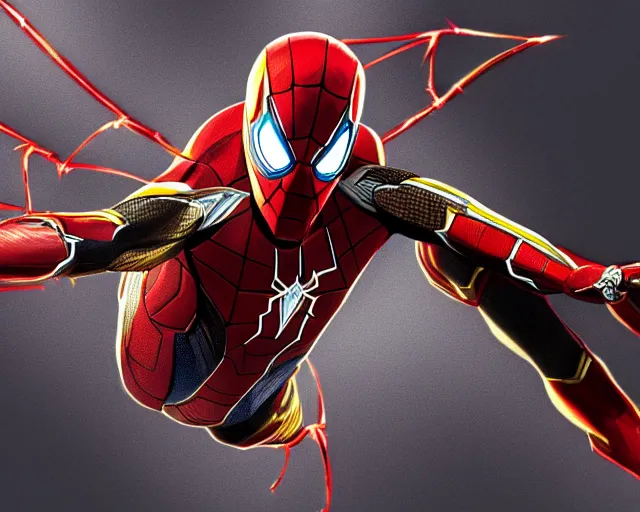 Image similar to photorealistic sketch of the mcu iron spider