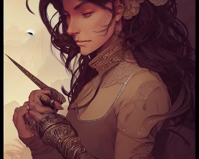 Image similar to photography of olivier bonhomme, deep focus, d & d, fantasy, intricate, elegant, highly detailed, digital painting, artstation, concept art, matte, sharp focus, illustration, hearthstone, art by artgerm and greg rutkowski and alphonse mucha