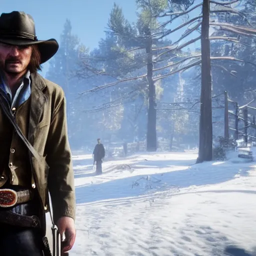 Image similar to paul dano stars as john marston in the playstation 4 video game red dead redemption 2, detailed in game screenshots