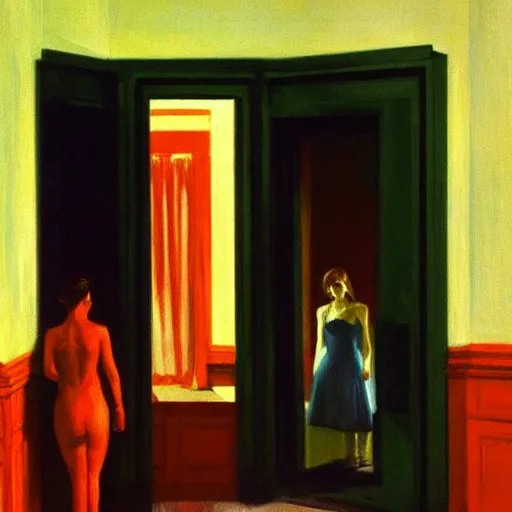 Prompt: The Shining, by Edward Hopper, extremely detailed,