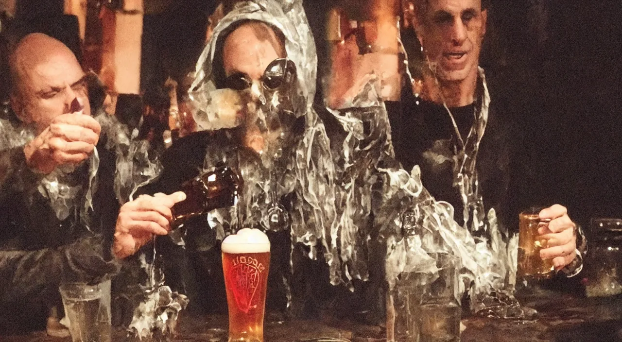Prompt: Vecna drinking a beer