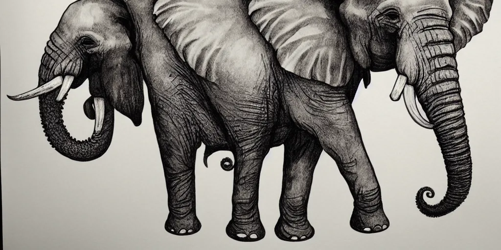 Image similar to elephant with multiple trunks that are octopus tentacles, photorealistic