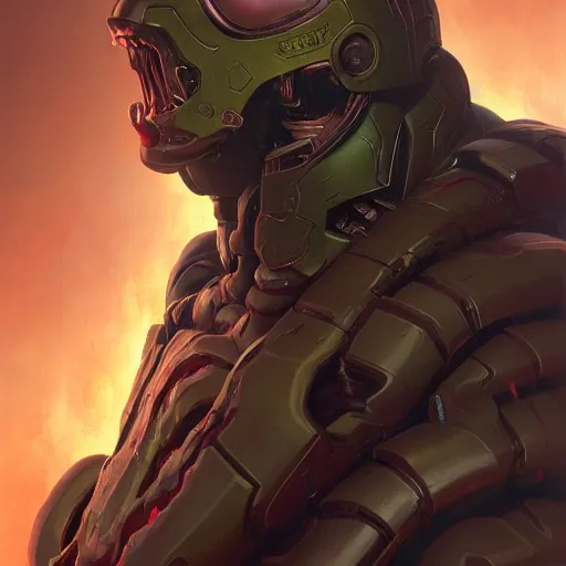 Image similar to doom eternal, mutant, tubes fused with the body, front view, painted by stanley lau, painted by greg rutkowski, painted by stanley, artgerm, masterpiece, digital art, trending on arts
