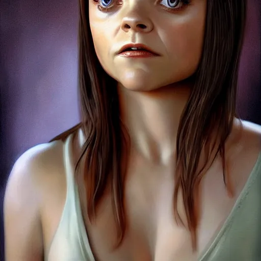 Prompt: fullbody potrait of christina ricci in as an angel, hyper realistic, digital painting. art station. mood lighting, highly detailed, concept art, intricate, sharp focus, by shaun berke - h 1 2 0 0