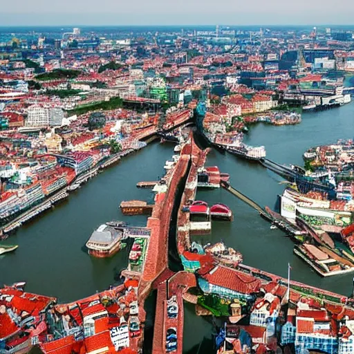 Image similar to Copenhagen and Bangkok morphed together as one new city